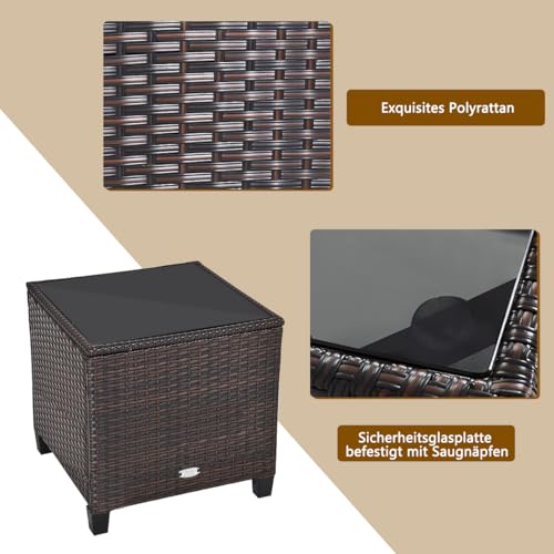 GIANTEX Rattan Gartenmöbel Set, Balkonmöbel Kleiner Balkon, Lounge Gartenmöbel Set, Balkon Möbel für 2 Personen, Gartenlounge Set 2 Sessel & Tisch, 3 tlg. Gartensitzgruppe inkl. Sitz- und Rückenkissen – Bild 5