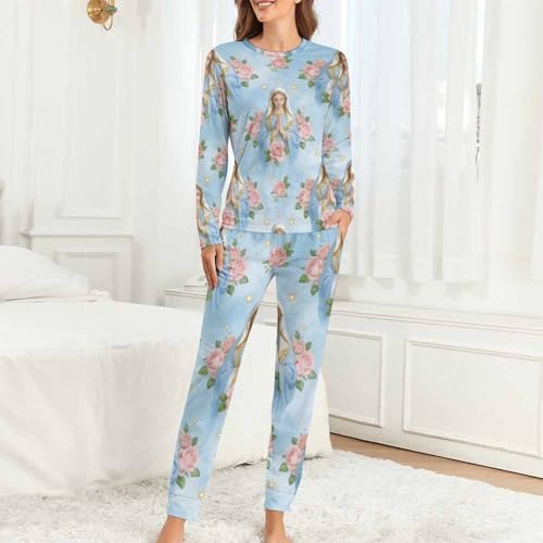 Image of Womens Pajamas Sets 2 Piece Long Sleeve Lounge Set Loose Pants Pj Sets Loungewear with Pockets