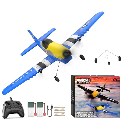 OMNANGO Rc Plane 3-Channel 2.4GHZ Rc Airplane, P51 Mustang Fighter with 2 Batteries, 6 Gyroscopes...