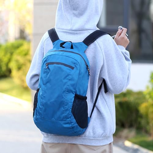 Mochila plegable de senderismo impermeable ligera azul miniatura 2