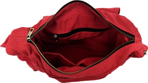 Image of Rough Canvas Cotton Messenger Sling Bag, (32x23x10cm, 7.5L) Medium Size. Patching with Elephant Design