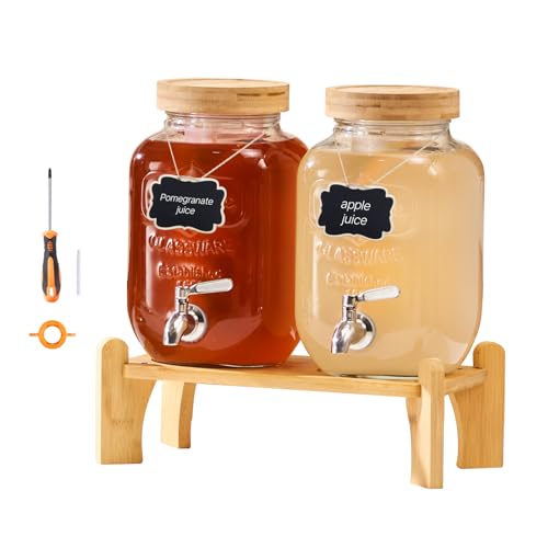 VEVOR Distributeur de Boissons Capacité de 3,8 L 2PCs, Fontaine à Eau en Verre, Distribution...