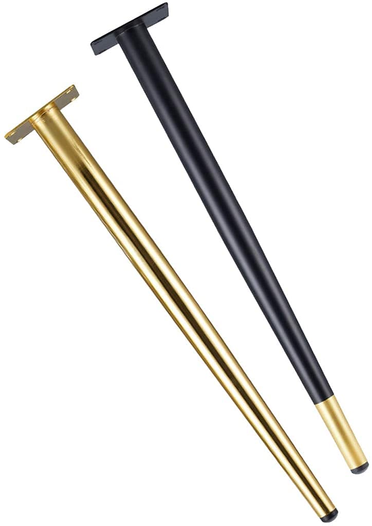 nóżka， Zestaw 4 metalowych nóżek meblowych stożkowych, wymiennych, ze(Gold+black Oblique Cone,50CM)