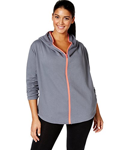 Jessica Simpson Women's The Warm Up Plus Size Zip-Front Hoodie (Grey Heather Aphrodite, 1X)