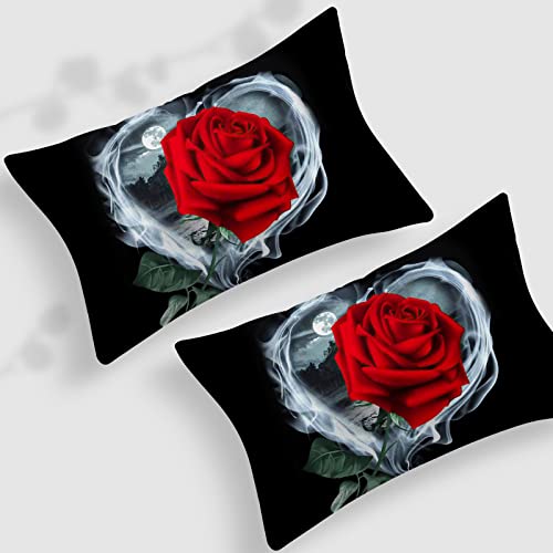 Parure de lit 3D rouge rose infroissable en microfibre douce pour lit double