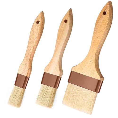 Duoleimi Ensemble de pinceaux, Pinceau à pâtisserie avec soies Naturelles Pinceau Vaisselle pour la pâtisserie Cuisine grillade et Les activités en Plein air,...