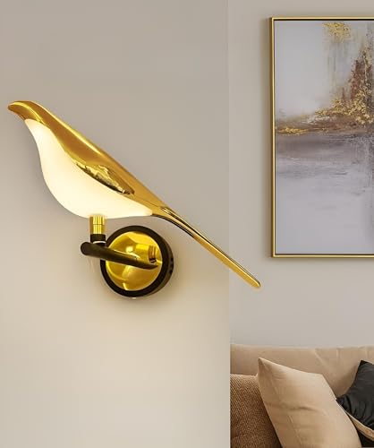 Image of FILLISKA Luxurious Acrylic Crystal Wall Lamp with Adjustable Colour Changing Function, Elegant Finish (FrenchGold Bird-D11)(1 Year Warranty)
