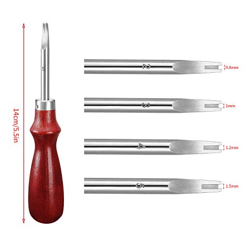 Mudder 4 Pcs Leather Bevelers Edge Beveler Craft Set Beveling & Skiving Tool for Edge Finishing Corner Rounding Leather Shaving Gifts for Artisans DIY Enthusiasts Hobbyists Studio, 0.8/1.0/1.2/1.5mm by Mudder - Image 3