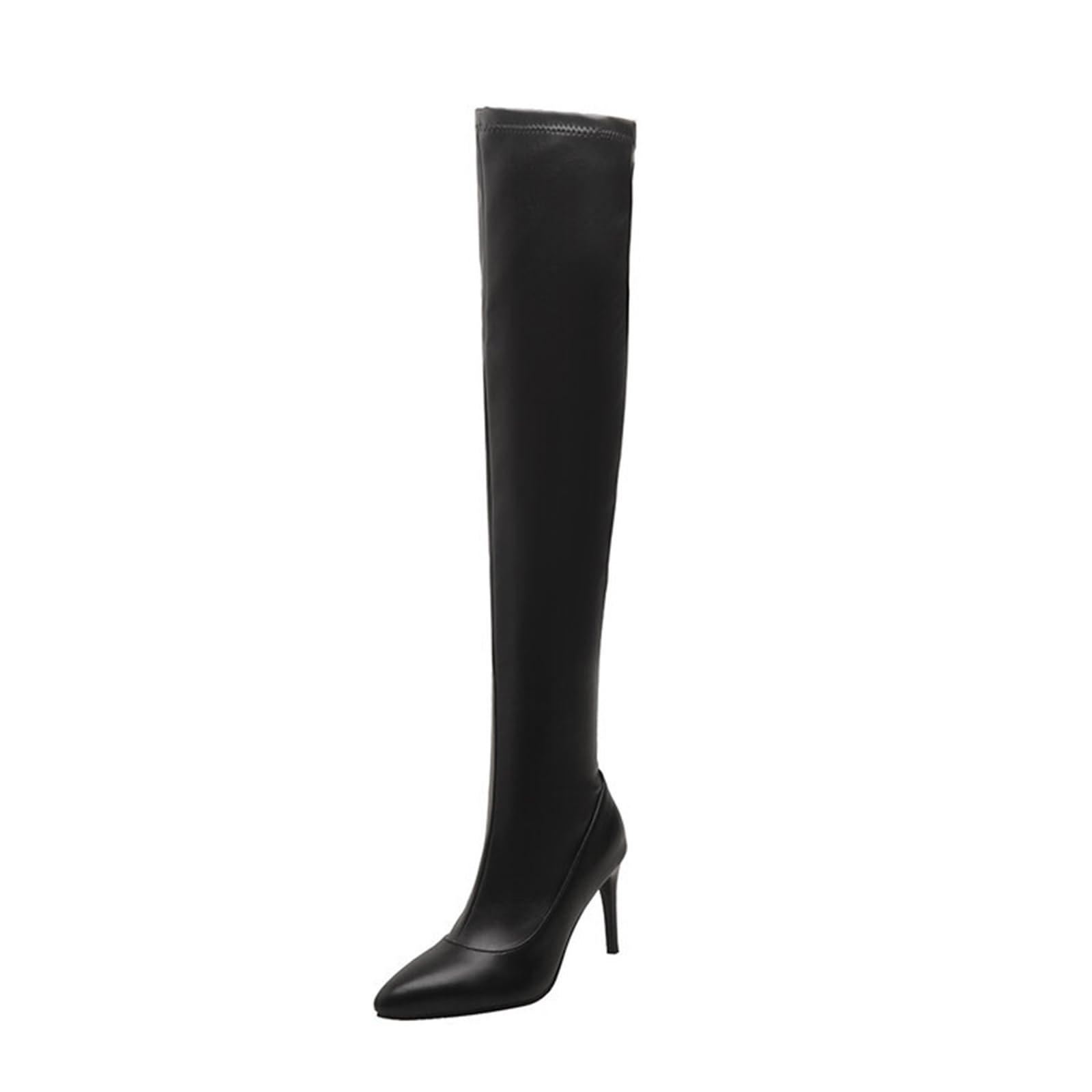 8CM/ 3.14IN Punta de Aguja tacón Alto sobre la Rodilla Botas Sexy Club Nocturno Polo Botas de Baile de Gran tamaño,Negro,42 EU