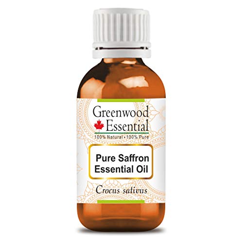 Greenwood Essential Reines ätherisches Safranöl (Crocus sativus) Erstklassige, therapeutische Qualität für Haare, Haut und Aromatherapie 5 ml Cover