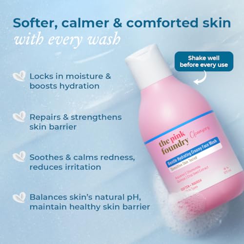 Image of The Pink Foundry Gentle Hydrating Creamy Face Wash for all Skin Types | Boost Hydration, Strengthen Skin Barrier & Reduces Dryness | Soap free, Fragrance Free & Sulphate Free | Vegan Face Wash | For Men & Women | 125ml