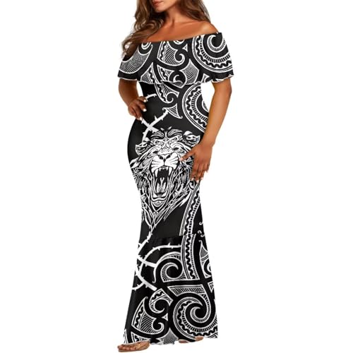 Image of Polynesian for Women S-7XL Off Shoulder Maxi Dress Hawaiian Summer Dresses
