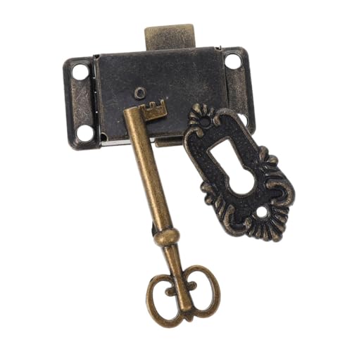 Toddmomy Serrure Vintage pour Meuble et Armoire Verrou Classique Métal Style Chinois Ancien Verrou de Décoratif avec Clé Fermeture Sécurisée et Élégante pour Boîte à Bijoux et Bureau