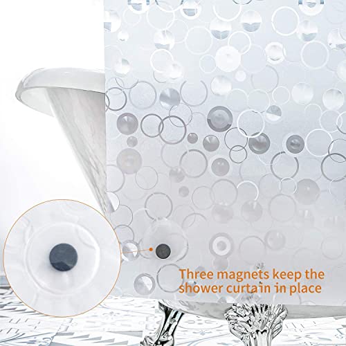 Weltrxe Eva Bathroom Shower Curtain Liner Frosted, 72X78 Inch Long 3D Frosted Bubble Heavy Duty Waterproof Shower Curtain Liner With Magnets 8G Thick Plastic Shower Curtain With Design 12 Hooks #TOP3