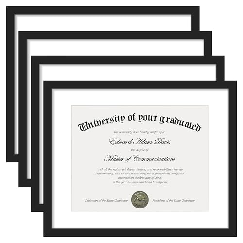 Image of upsimples Diploma Frame with 8.5x11, 11x14 Degree frames, Black 4 Pack