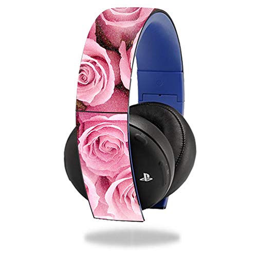 Mightyskins Glossy Glitter Skin For Sony Ps4 Gold Wireless Headset (Original Model Only) - Pink Roses | Protective, Durable High-Gloss Glitter Finish | Easy To Apply And Change Style | Made In The Usa #TOP23