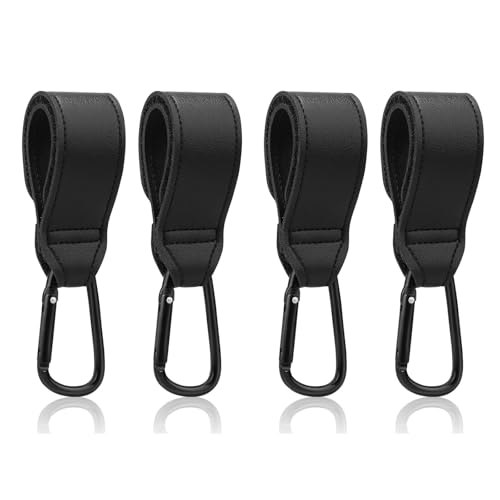 Ganchos para cochecito de bebé, 4 clips para cochecito, ganchos para cochecito de bebé, soporte para bolso de piel, ganchos para carritos de bebé, ganchos para bolsos, mochila (negro)