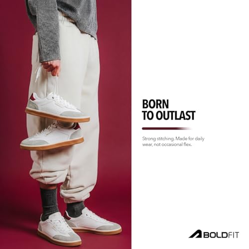 Image of Boldfit Sneakers for Men Casual Stylish Sneakers for Man with Premium PU Leather Upper, Cushioned Insole, Padded Collar, Breathable Lining & TPR Grip Sole Everyday Wear Shoes for Men Klunys