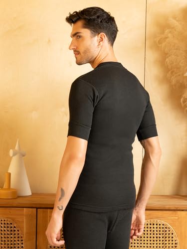 Image of Lux Cottswool Men's Pack of 2 Half Sleeves Round Neck Thermal Set