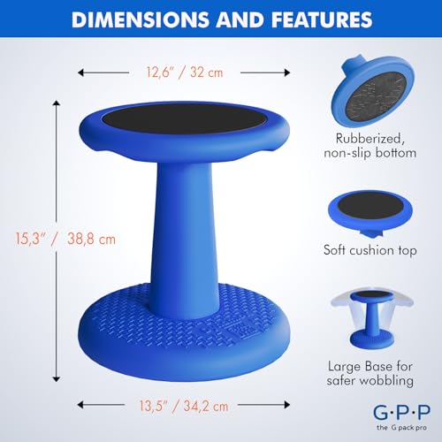 Image of Gpack-pro Kids Wobble Stool 2-Pack - Improves Focus Attention - Non-Slip Base - Wiggle Chair Active Flexible Seating for Preschool Kindergarten Elementary School Party 15.3-Inch High (Blue)