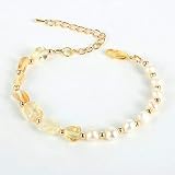 Mode-Dekorationsarmbänder Stein Armband Vintage Boho Unisex Steinperlen Verstellbare Armreif 7 Chakra Unregelmäßige gelbe Citrine und mit goldenen Kettenarmbändern Geburtstagsfeiergeschenk Bekleidungs