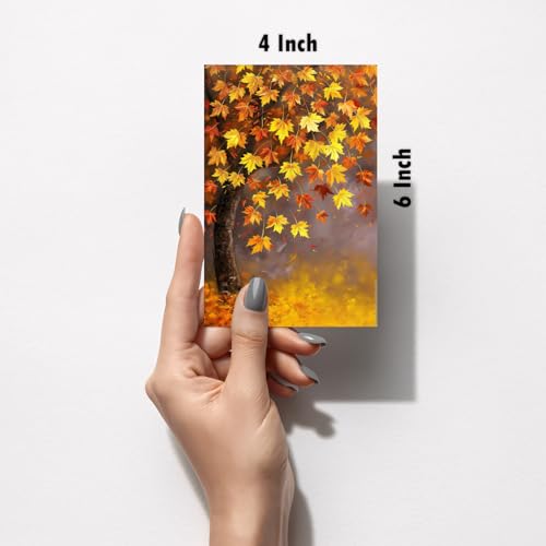 Image of SiddArtify Autumnal Leaves in Warm and Gold Tones Art Print Set - Set of 2-4x6 Inch - Board (Pack of 6) - Sticker (Pack of 6) Wall Room Decoration art Poster Prints