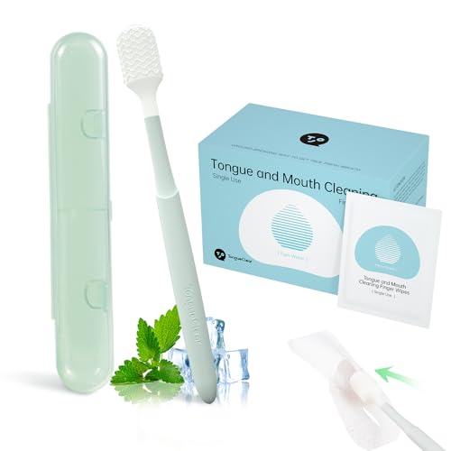 Tongueclear Oral Care Swabs Kit | Oral Cavity Cleaning Mouth Swab | Gum Massager with Air Bag (1 Silicon Swab&60 Wipes)