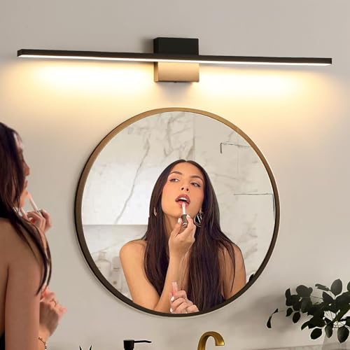 Image of Bathroom Light Fixtures Over Mirror, 32 Inch Black Bathroom Vanity Light, LED Modern Wall Sconce 3000K Bar Vanity Lights for Restroom