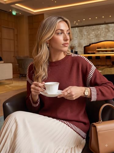 Image of Dokotoo Sweaters for Women Oversized Crewneck Long Sleeve Knit Sweater Tops