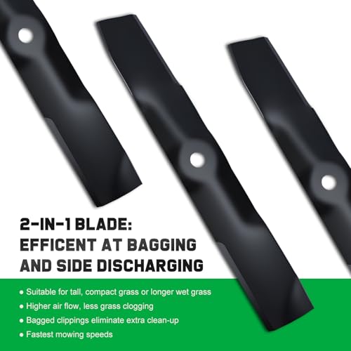 Image of Grasscool Z515E Blades Compatible with John d-eere 54 inch Mower Replace M143520 z375r z515e z530m z445 z425 z525e z345r x570 x590 x500 x530 z435 54'' Deck Zero Turn Tractor UC22010 M152726