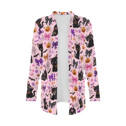 Image of Forchrinse Red Ladybug Cardigan for Women Causal Long Sleeve Open Front Cardigans Sweater Fashion 2024 Fall Coat with Pockets
