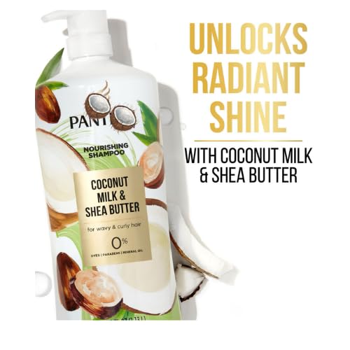 Shea Butter and Coconut Milk SHAMPOO, 38.2 fl oz - Moisture for Curly, Wavy & Dry Hair - Nourishing, Frizz Control, Sulfate-Free Shampoo for Shine & Softness