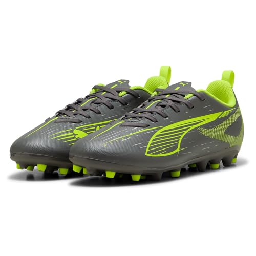 PUMA Ultra 5 Play MG JR, Zapatillas de fútbol, Matte Aged Silver-Yellow Alert Aged Silver, 38 EU