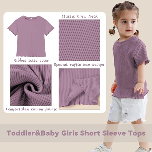 image for Dalukit 3 Pack Toddler Girl T-Shirts Ruffle Short Sleeve Baby Girls To