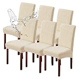 Genina Waterproof Dining Room Chair Covers Set of 6 Stretch Parsons Chair Slipcovers for Dining Room