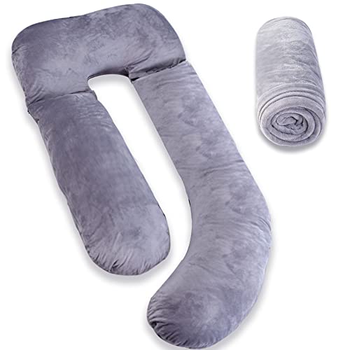 AS AWESLING 60 Inch Full Body Pillow Velvet Pillowcase, 60 Inch Detachable Pregnancy Pillows Cover