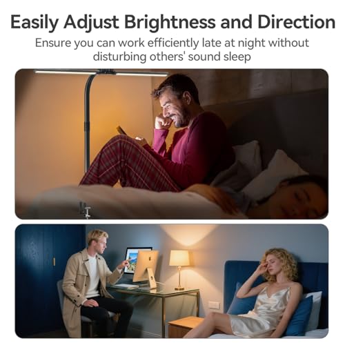 ausdom led desk lamp for home office 24w ultra bright architect task light with clamp amp usb port 5 colors amp dimming touch control flexible gooseneck for reading crafting gaming- 50 lighting modes