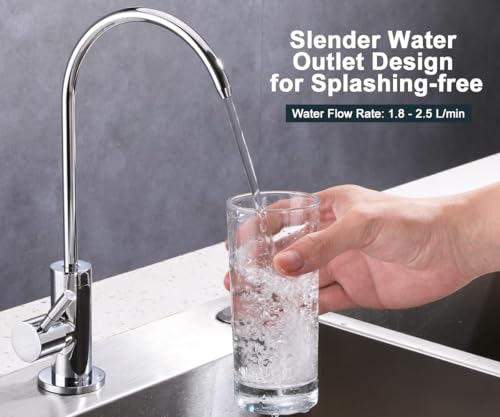 Image of ESOW Kitchen Drinking Water Faucet, 100% Stainless Steel, Swan Neck Tap Basin | Sink Faucet 360 Swivel | Table Top Pillar Cock | Tap Sink for Home, Bathroom & Office (Polished Chrome Finish)