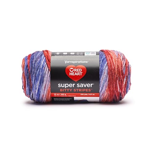 Image of Red Heart Super Saver Bitty Stripes Firework Yarn - 2 Pack of 283g /10oz - 100% Acrylic - #4 Worsted (Medium) - 515 Yards per Skein - Knitting /Crochet