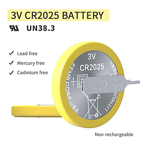 Eemb 10 Pack Cr2025 Battery Cr2025 3V Button Cell Battery With Solder Tabs Li-Mno₂ Non-Rechargeable Battery For Pokemon, Gameboy Color, Gameboy Advance Game Battery Replacement #TOP5