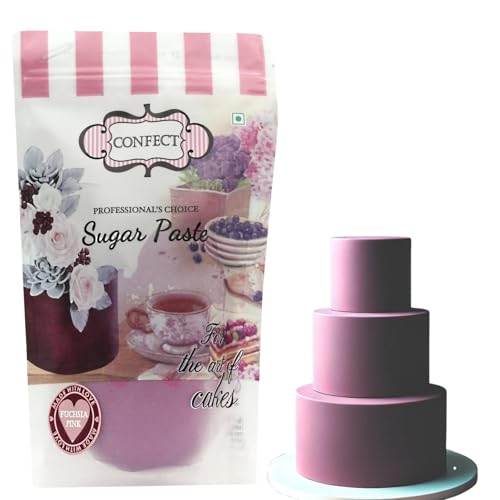 Image of Confect Fuchsia Pink Sugar Paste | Edible Sugar Paste | Fondant for Cake Decoration | Chef's Choice for Cake Decorating | Vegan, Gluten-Free, Nut-Free, Palm Oil-Free- 1 KG