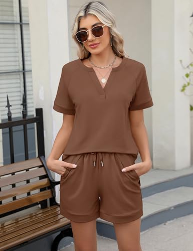 Image of LOMON Womens Two Piece Sets Summer Lounge Sets Sweatsuit Shorts Set Casual Matching Sets