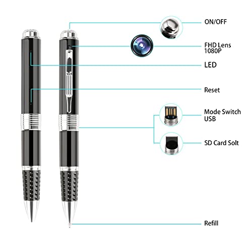 Image of DEATTI 1080P Body Camera Pen [Upgraded 2024] - Body Cam with HD Video or Picture Taking, SD Card Storage, and Manual Control for Privacy Compliance (DECM43)