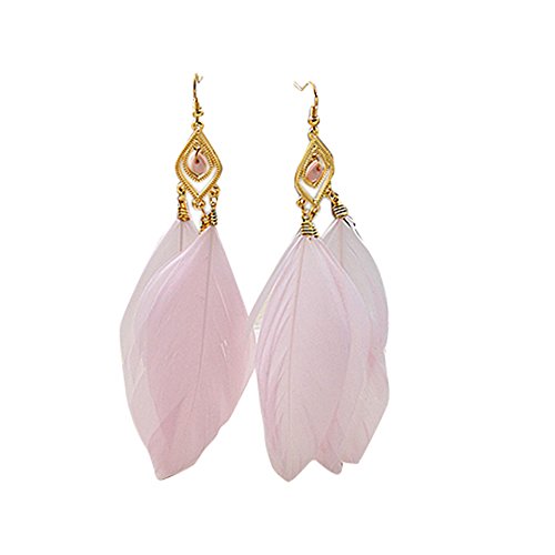 Remorui 1 Paar elegante Kunstleder-Ohrringe, leicht, Tropfenform, baumelnde Ohrringe, Hochzeit, Abschlussball, Party, Haken-Ohrringe, Rosa Cover