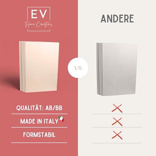 EV® Sperrholzplatte 3mm - 8 Stück, A3+ Format | Italienisches Pappelsperrholz in Premium AB/BB Qualität | Hochwertige Holzplatten zum Basteln, Bemalen & Lasern