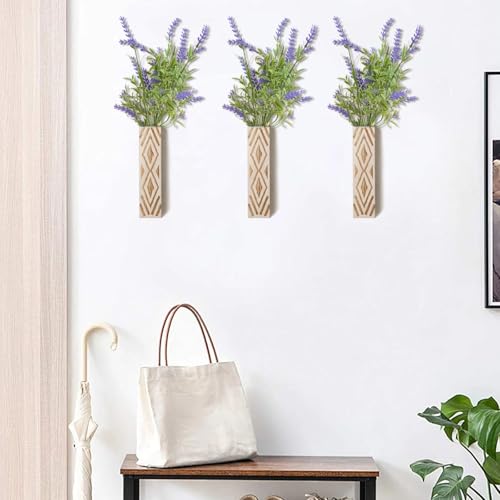Vase mural en bois de style Bach support fleurs séchées décoration suspendre - 5