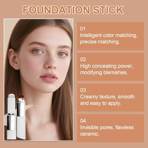 Image of Color Changing Foundation Stick with Built-in Brush | Twist-Up Stick Format | Ivory White Skin Variant | 13 g