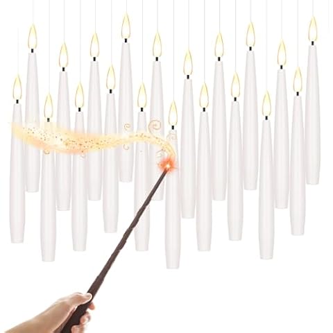 AFUXING 6.4inch FloatingCandles with Magic Wand Remote Bullet TipDesignwith6HourTimer,Flameless Candles Flickering Battery Operated, LED Electric HangingWindowCandlesChristmas Halloween Decorations Cover