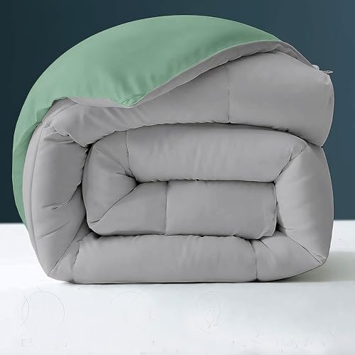 Image of Day Care - 500 GSM Hotel Quality-Down Alternative Reversible Comforter (60 inch x 90 inch Inches /228cm x 228cm) - Comforter Single Bed|Sage /Silver
