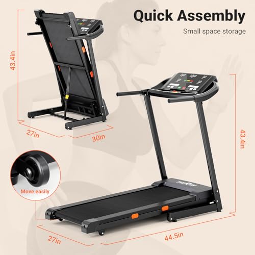 Image of THERUN Home Treadmill with Incline 15% Auto Adjust, 3.0 HP Treadmill with LED Strip, Heart Rate Monitoring Incline,16.5 inch Wider Running Belt